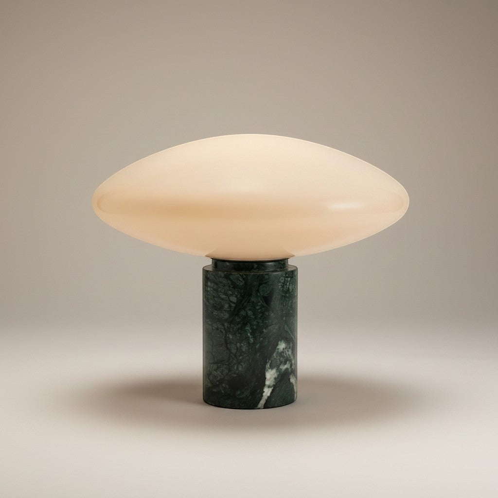 Dimoree lampe à poser vintage en marbre vert et abat-jour crème, style nordique