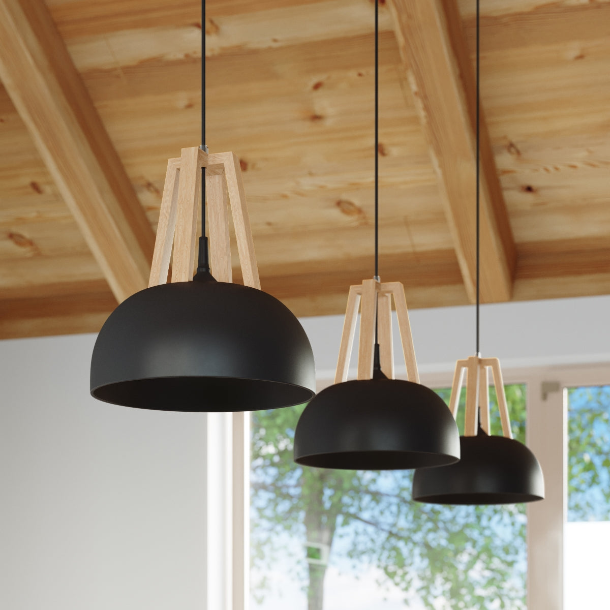 Suspension bois dome - vue 1