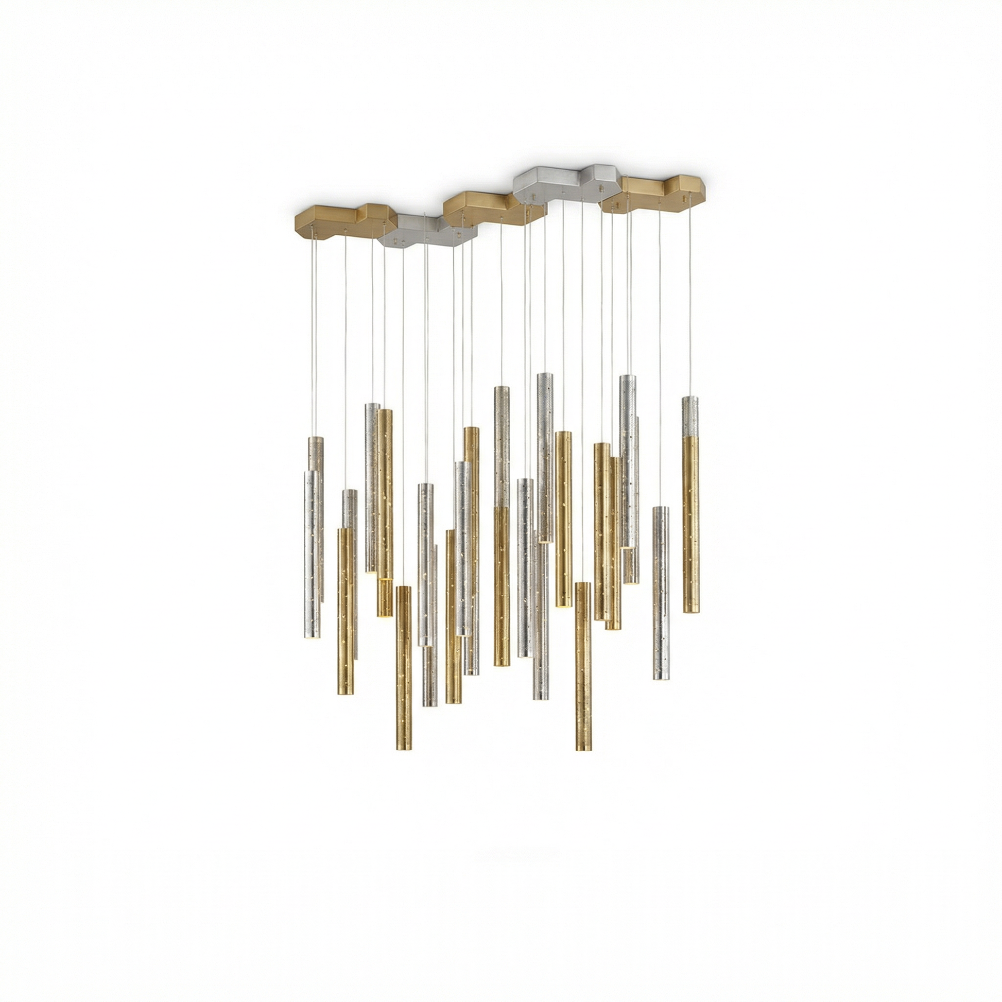 Lustre acier led salon - vue 1