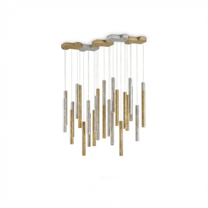 Lustre acier led salon - vue 1