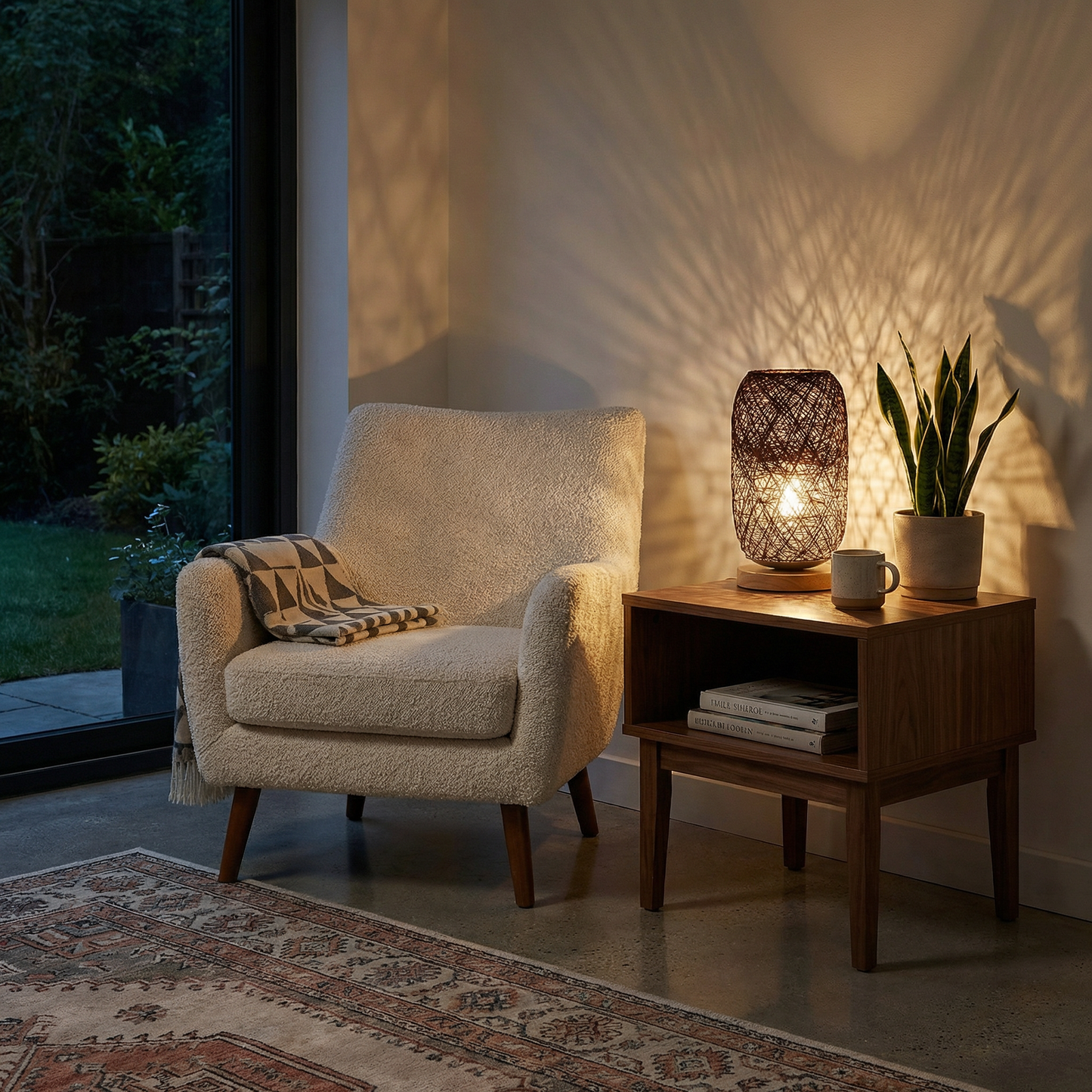 Lampe à poser rotin bois design - vue 5