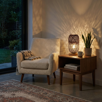 Lampe à poser rotin bois design - vue 5