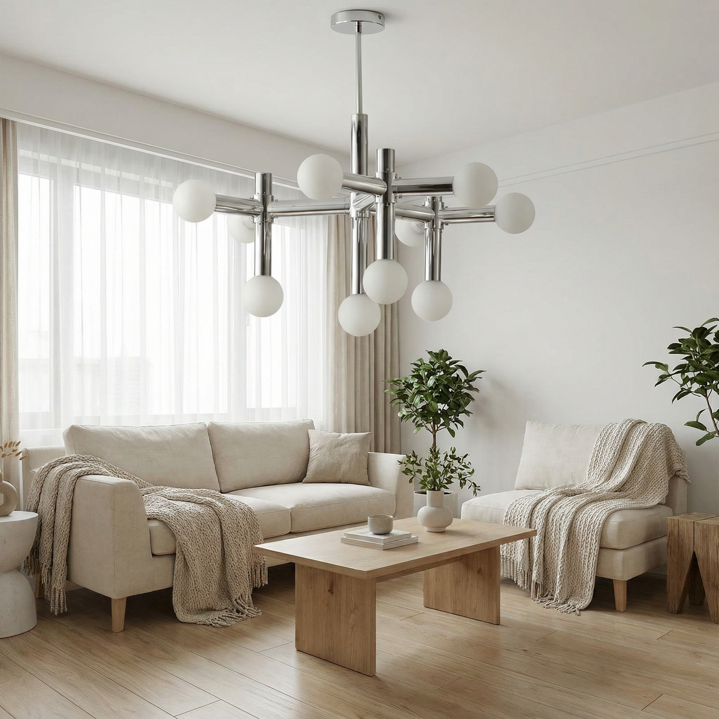 Lustre verre nordique salon 2 - vue 2