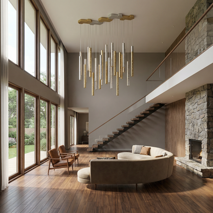Lustre acier led salon - vue 2
