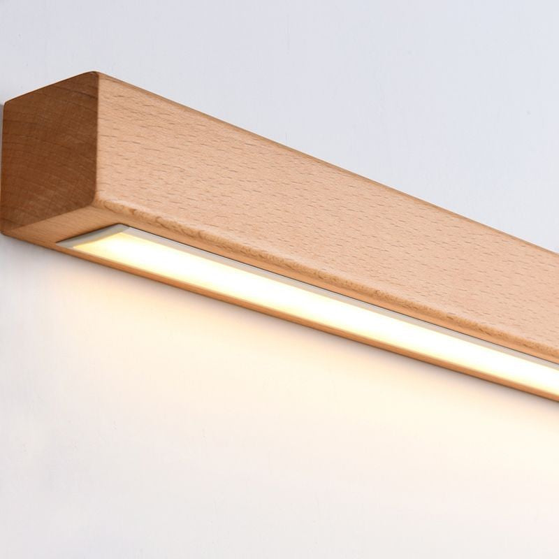Applique murale Dimoree linéaire en bois naturel avec éclairage LED chaud pour une ambiance minimaliste et élégante