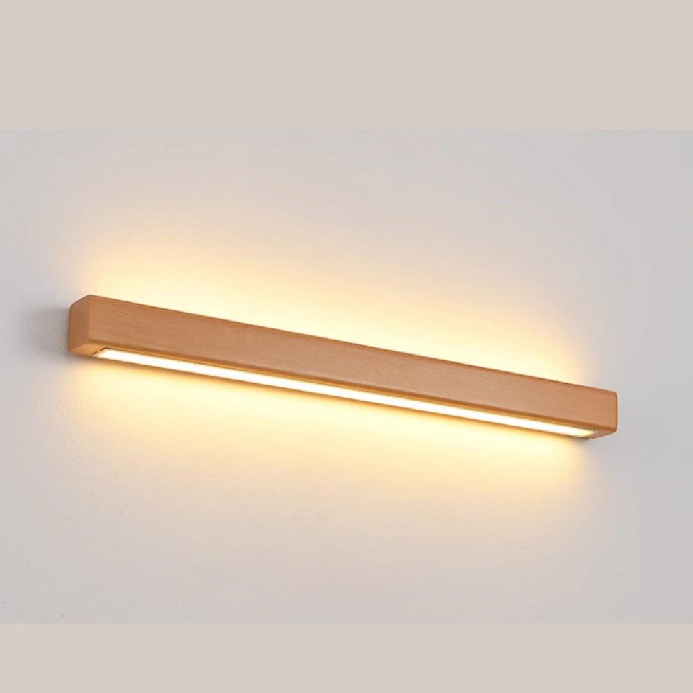 Applique murale Dimoree linéaire en bois naturel avec éclairage LED chaud pour une ambiance minimaliste et élégante