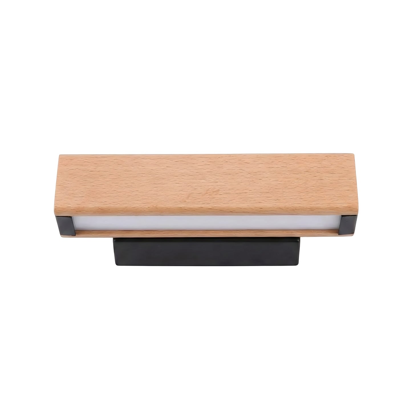 Applique murale Dimoree en bois clair et métal noir avec diffuseur LED, design rotatif moderne et épuré