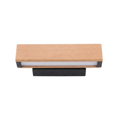 Applique murale Dimoree en bois clair et métal noir avec diffuseur LED, design rotatif moderne et épuré