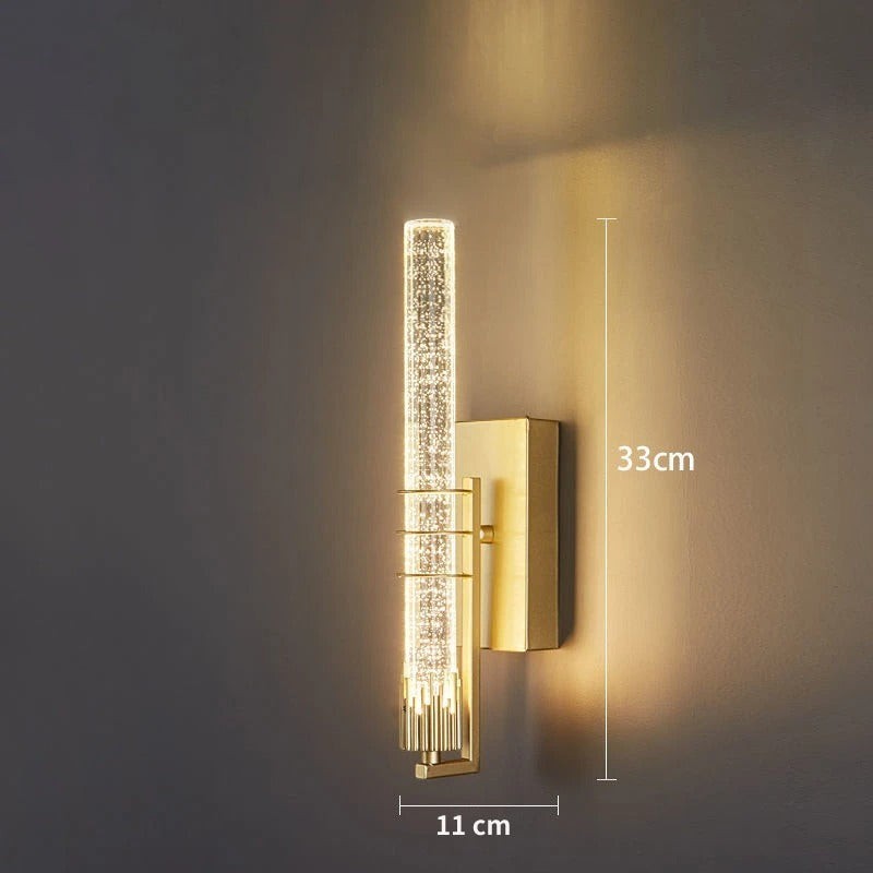 Applique murale Dimoree moderne en cristal doré avec éclairage LED cylindrique pour salon