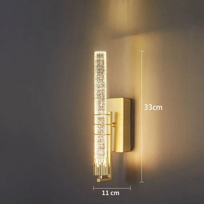 Applique murale Dimoree moderne en cristal doré avec éclairage LED cylindrique pour salon