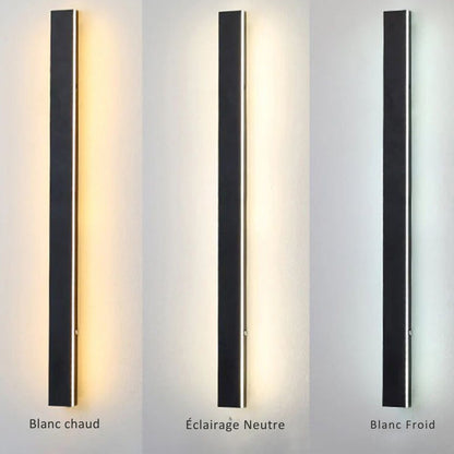 Applique murale extérieure Dimoree minimaliste noire en métal avec trois options de température de couleur LED