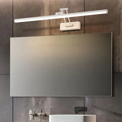 Applique murale linéaire Dimoree blanche réglable au-dessus d'un miroir de salle de bain avec éclairage LED moderne