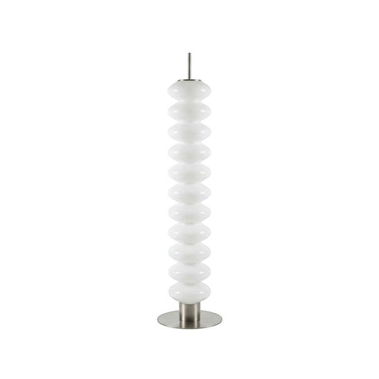 Lampadaire design Dimoree en acrylique blanc avec structure empilée et base ronde en métal pour une lumière douce