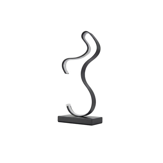 Lampe à poser Dimoree art déco en acier noir, design courbe, 50cm de hauteur, pour chambre.