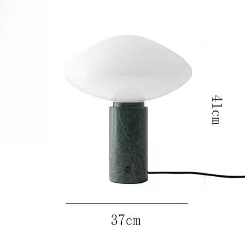 Lampe à poser Dimoree en marbre vert et abat-jour blanc, style nordique vintage pour salon