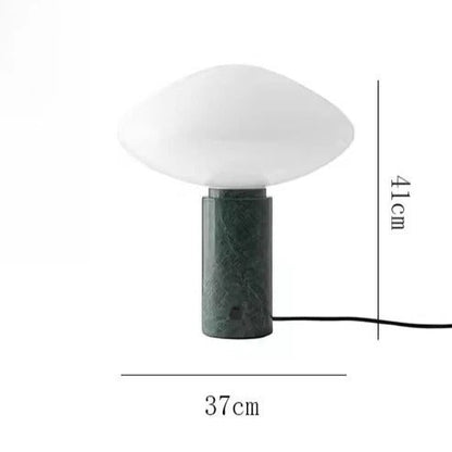 Lampe à poser Dimoree en marbre vert et abat-jour blanc, style nordique vintage pour salon