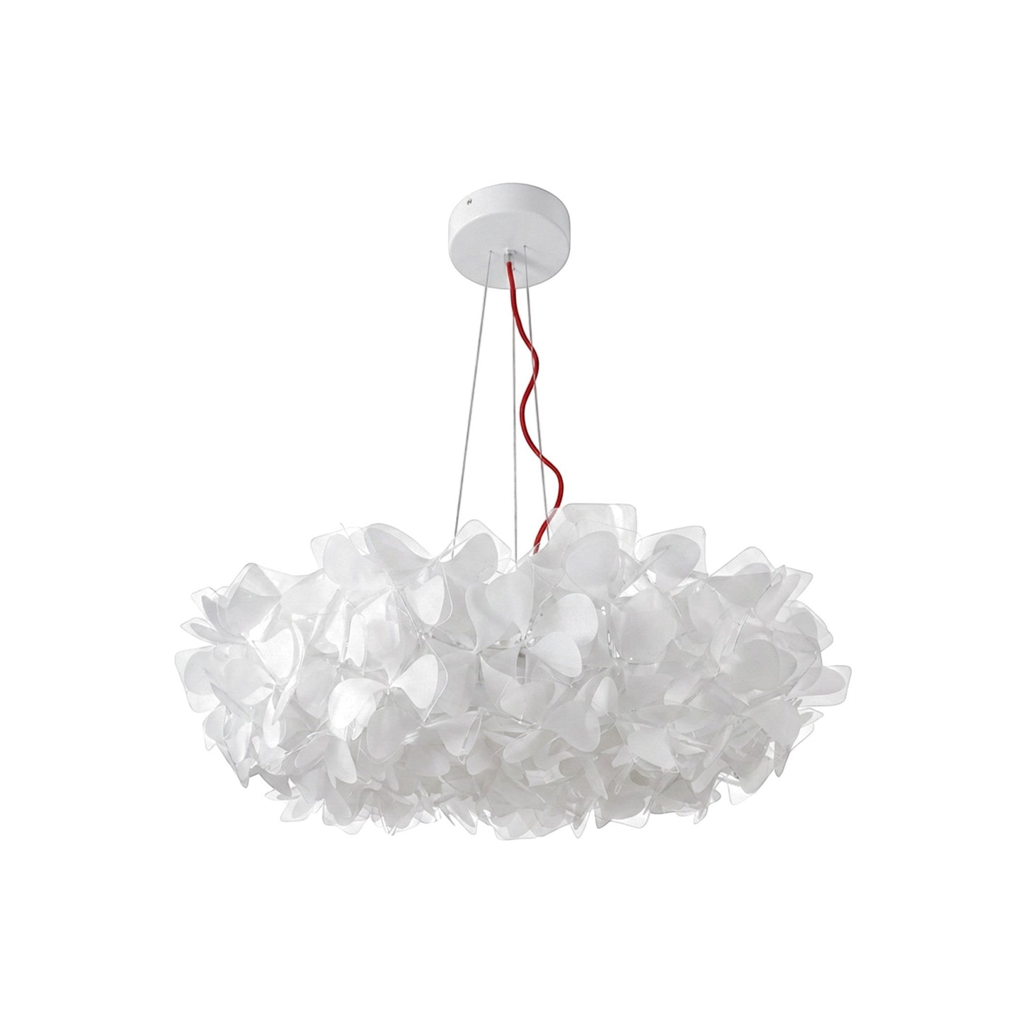 Lustre moderne Dimoree en cristal taillé blanc avec câble d'alimentation rouge pour salon élégant