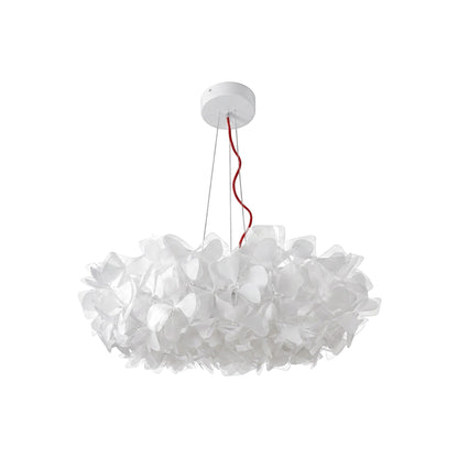 Lustre moderne Dimoree en cristal taillé blanc avec câble d'alimentation rouge pour salon élégant