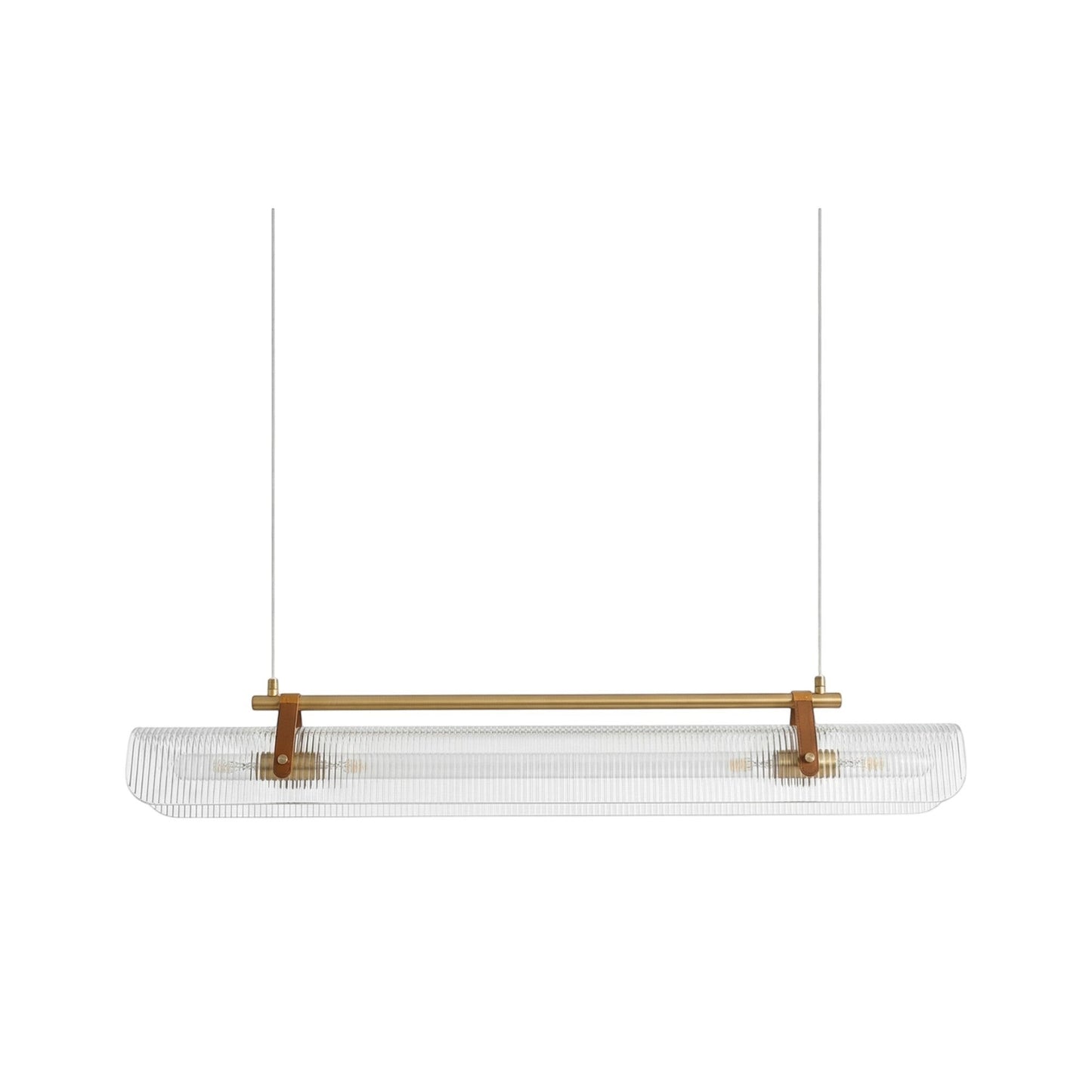 Lustre LED minimaliste Dimoree en verre strié et métal doré, design suspendu élégant pour salon ou salle à manger.