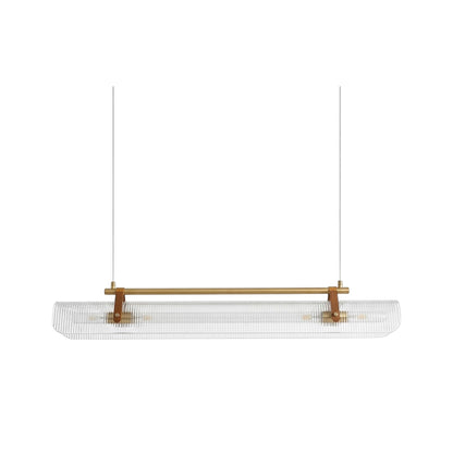 Lustre LED minimaliste Dimoree en verre strié et métal doré, design suspendu élégant pour salon ou salle à manger.