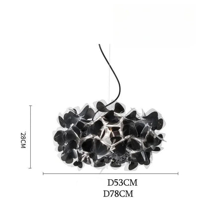 Lustre moderne Dimoree en cristal taillé noir avec design floral pour salon et salle à manger