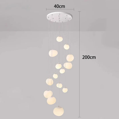 Lustre suspendu moderne Dimoree en alliage blanc avec multiples globes lumineux pour salon ou escalier