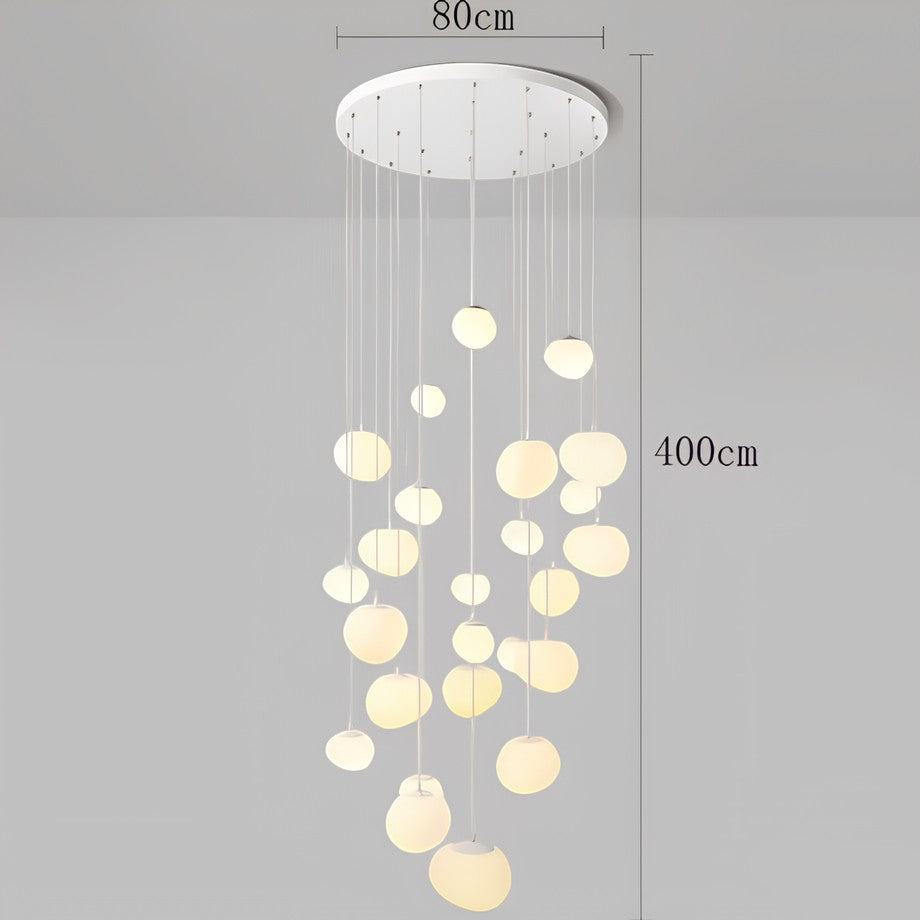 Lustre suspendu moderne Dimoree en alliage blanc avec multiples sphères lumineuses pour salon ou escalier