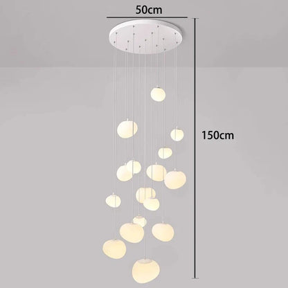 Lustre suspendu moderne Dimoree en alliage blanc avec multiples globes lumineux pour salon ou escalier