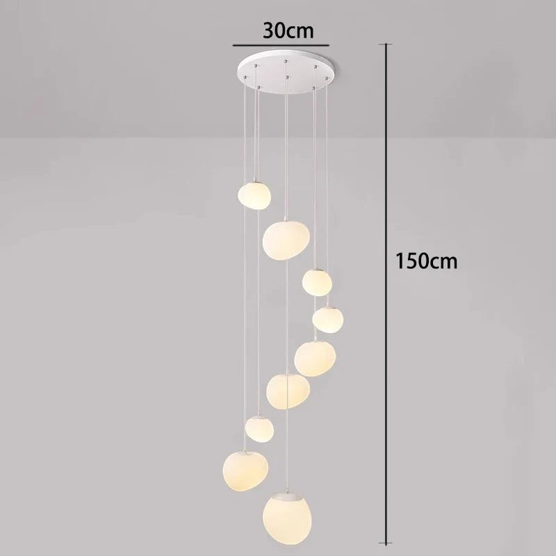 Lustre suspendu moderne Dimoree en alliage blanc avec plusieurs globes lumineux pour salon ou escalier