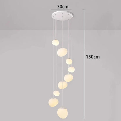 Lustre suspendu moderne Dimoree en alliage blanc avec plusieurs globes lumineux pour salon ou escalier