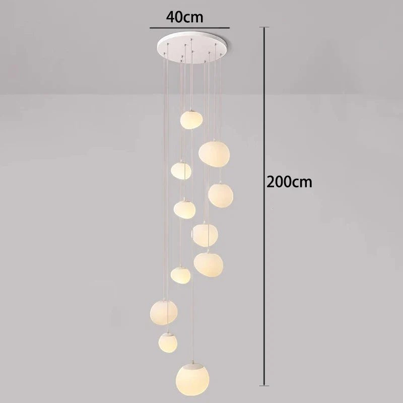 Lustre suspendu moderne Dimoree en alliage avec boules lumineuses blanches pour salon ou escalier