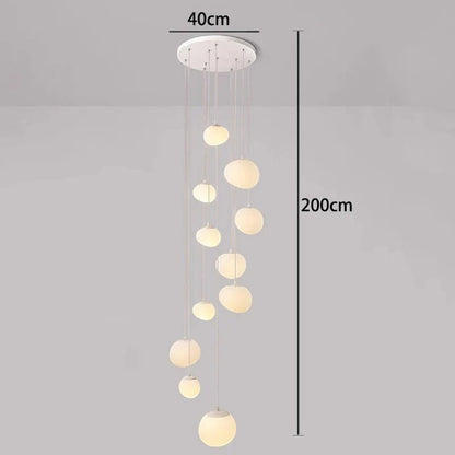 Lustre suspendu moderne Dimoree en alliage avec boules lumineuses blanches pour salon ou escalier