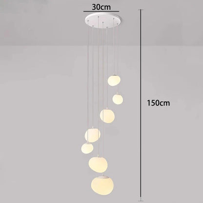 Lustre suspendu moderne Dimoree en alliage blanc avec plusieurs globes lumineux pour salon ou escalier