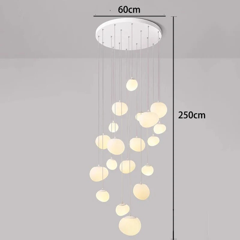Lustre suspendu moderne Dimoree en alliage avec multiples sphères lumineuses blanches pour salon ou escalier