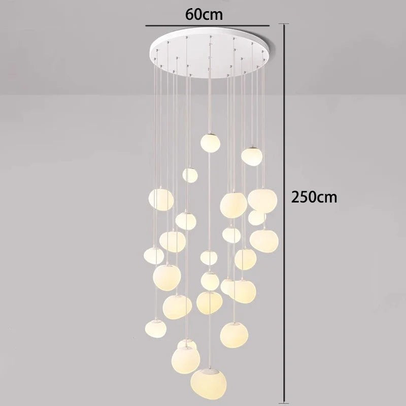 Lustre suspendu moderne Dimoree avec multiples sphères lumineuses en alliage pour salon ou escalier