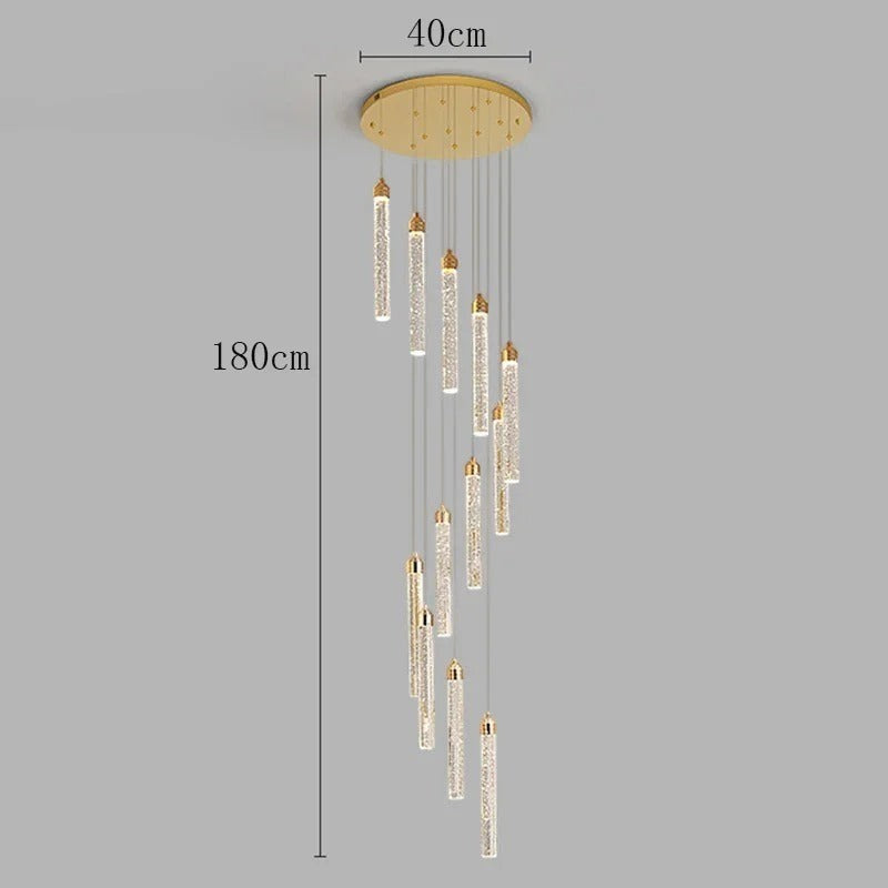 Lustre suspendu Dimoree en spirale avec finition dorée et diffuseurs en verre texturé pour salon