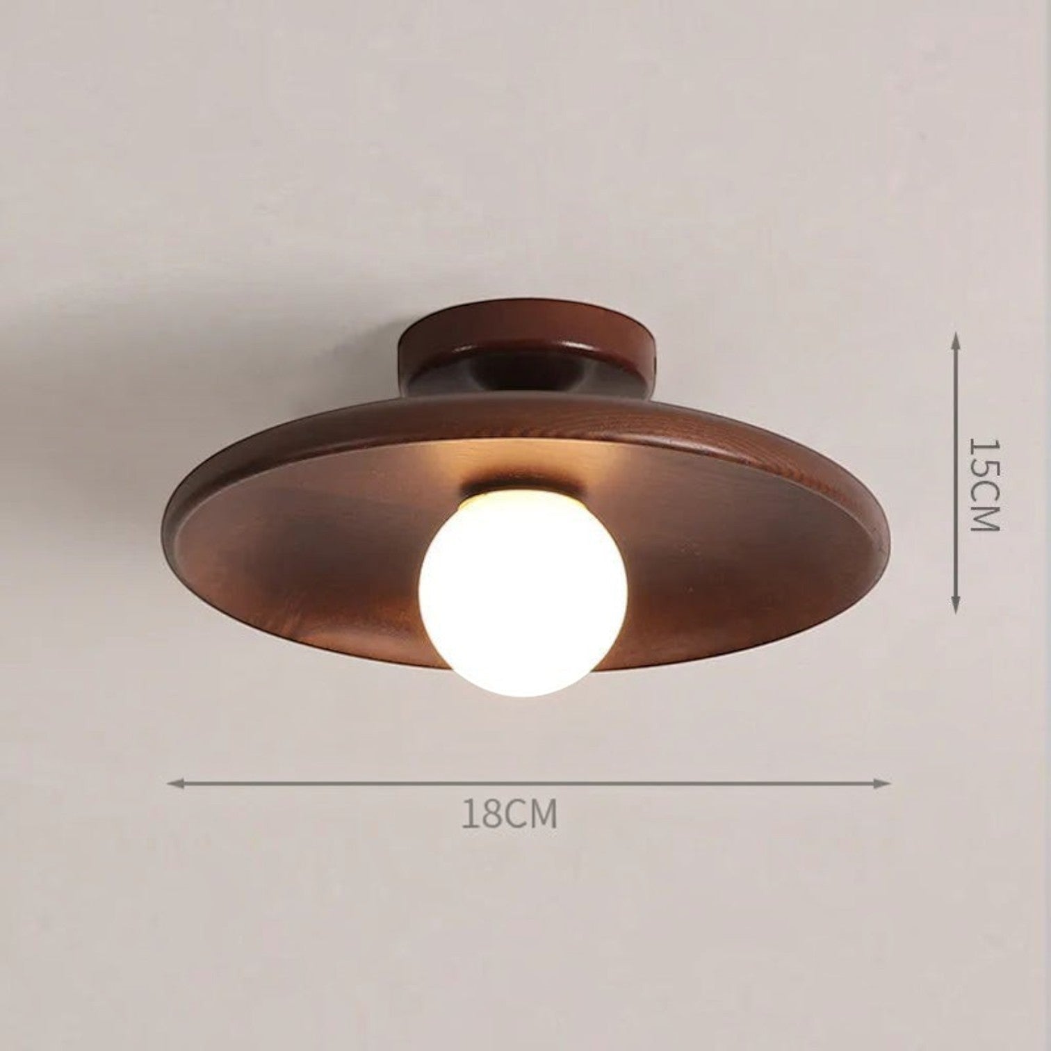 Plafonnier Dimoree moderne en bois de chêne noisette avec ampoule sphérique blanche pour couloir