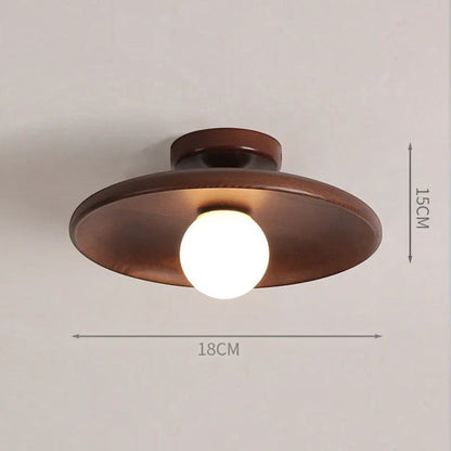 Plafonnier Dimoree moderne en bois de chêne noisette avec ampoule sphérique blanche pour couloir