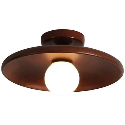 Plafonnier Dimoree moderne en chêne noisette avec ampoule sphérique, design minimaliste pour couloir ou escalier