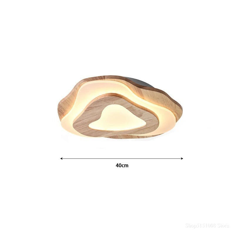 Plafonnier LED Dimoree en bois naturel forme nuage 40cm pour un éclairage moderne et chaleureux