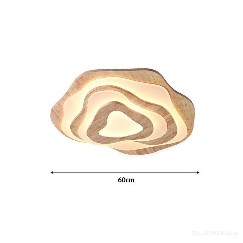 Plafonnier LED Dimoree en bois clair forme nuage avec éclairage diffus pour une ambiance moderne et chaleureuse