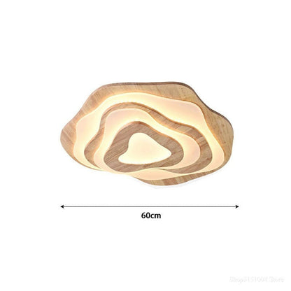 Plafonnier LED Dimoree en bois clair forme nuage avec éclairage diffus pour une ambiance moderne et chaleureuse