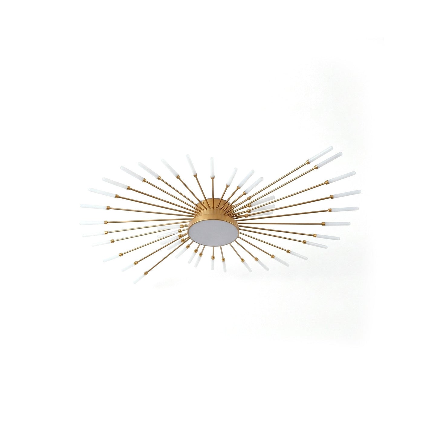 Plafonnier LED design Dimoree en aluminium doré avec structure en rayons et diffuseurs en polycarbonate blanc