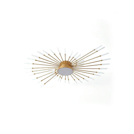 Plafonnier LED design Dimoree en aluminium doré avec structure en rayons et diffuseurs en polycarbonate blanc