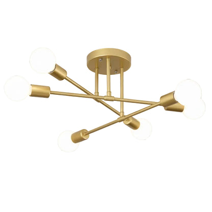 Plafonnier Dimoree style nordique minimaliste en fer doré avec six ampoules LED pour salon ou chambre