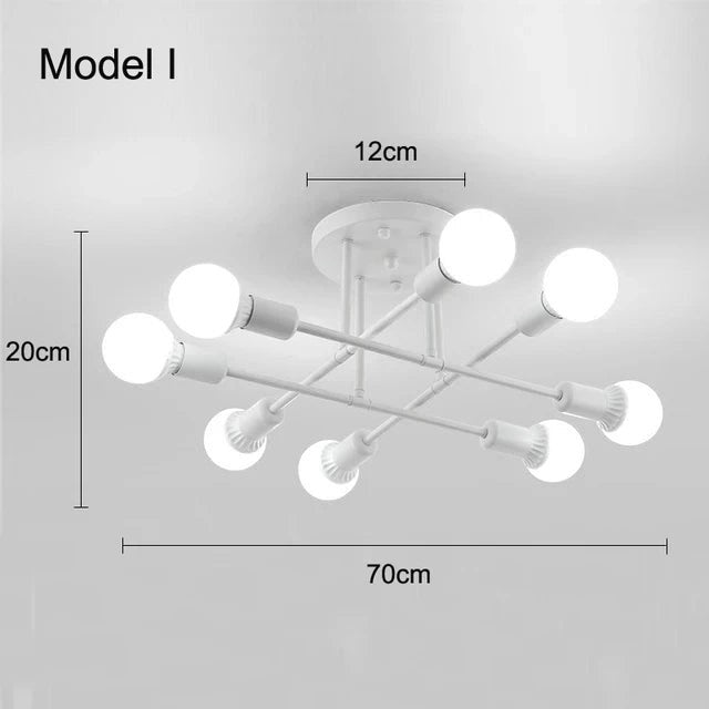 Plafonnier Dimoree style nordique minimaliste blanc avec 6 ampoules LED pour salon ou chambre