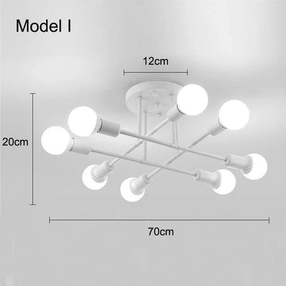 Plafonnier Dimoree style nordique minimaliste blanc avec 6 ampoules LED pour salon ou chambre