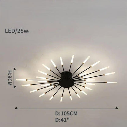 Plafonnier moderne étoilé Dimoree en métal noir et doré avec branches lumineuses LED pour salon contemporain.