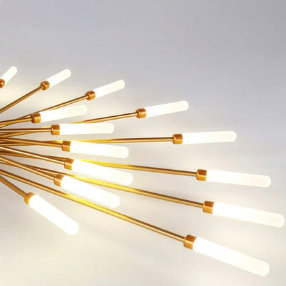 Plafonnier moderne étoilé Dimoree en métal doré avec branches fines et embouts lumineux diffusant une lumière douce.