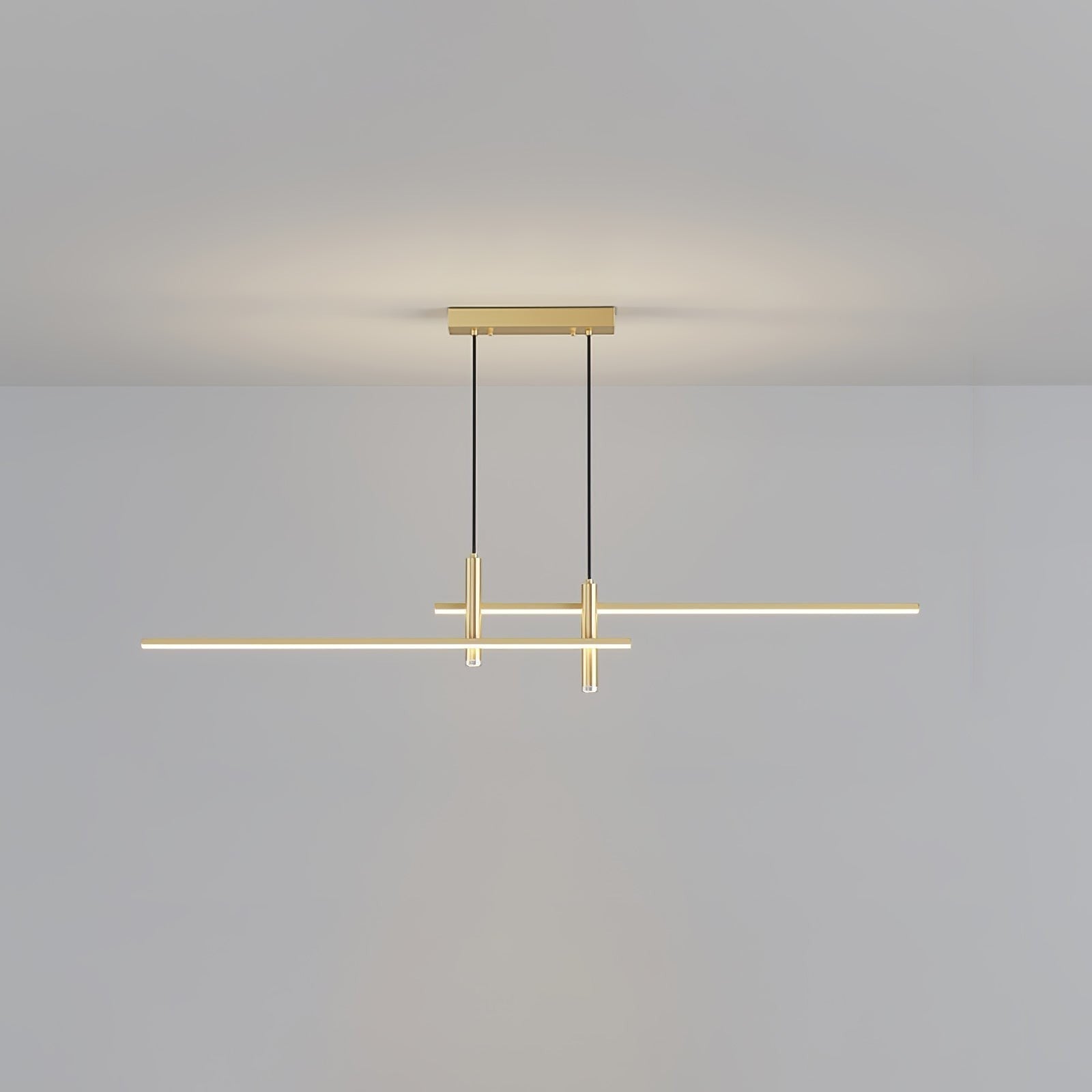 Suspension design Dimoree dorée minimaliste avec deux barres lumineuses LED réglables pour salon moderne